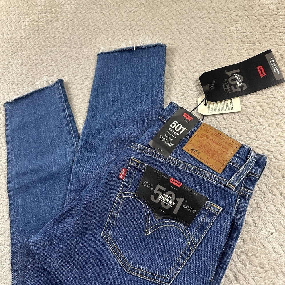 NWT Levi's 501xx Jeans Women's 27x28 Skinny Button Fly Festival BOHO 90's‎ Denim